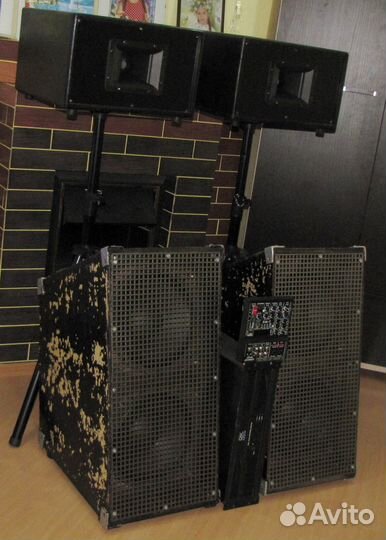 Колонки FA 4200W Рупоры Сабы Усилок Микшер Треноги