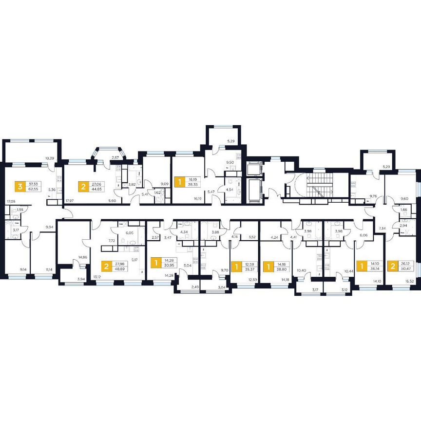 3-к. квартира, 62,6 м², 15/15 эт.