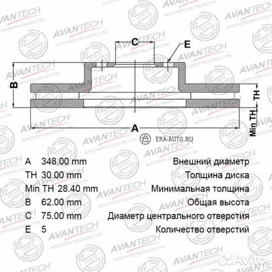 Avantech BR1809S Диск тормозной