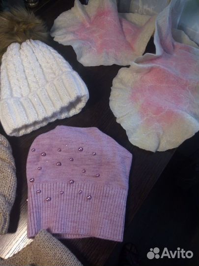 Шапки, шарф и снуд шерстяные