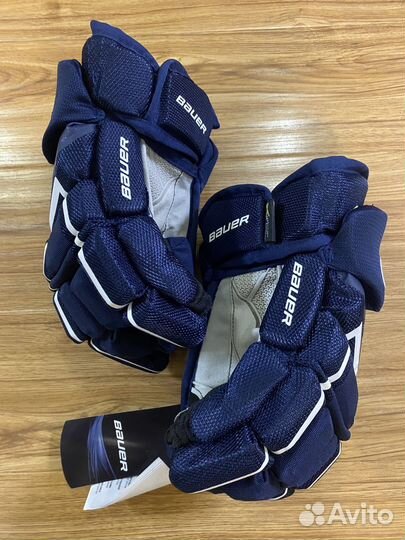 Краги хоккейные Bauer Ultrasonic 13,14 синие с бел