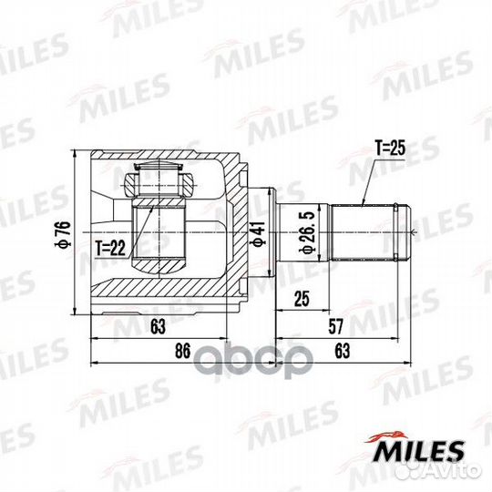 Шрус hyundai solaris/KIA RIO 11- внутр.прав. ga