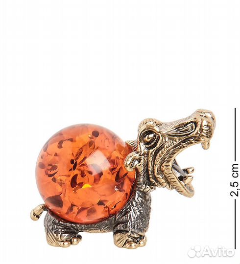 Фигурка Бегемот Яшка (латунь, янтарь) A2101820