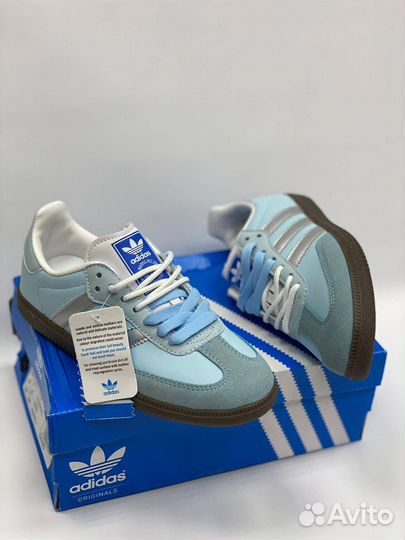 Adidas Samba голубые кроссовки 37-41