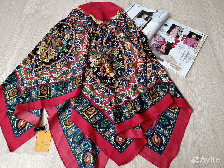 Красный платок Шаль etro шелковый