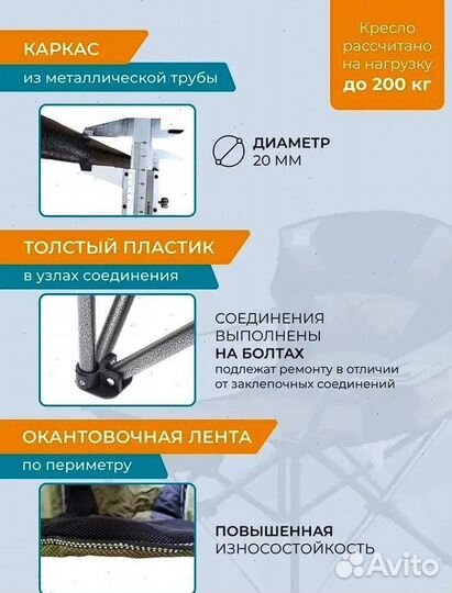 Стул складной, с холодильником, нагрузка до 200кг