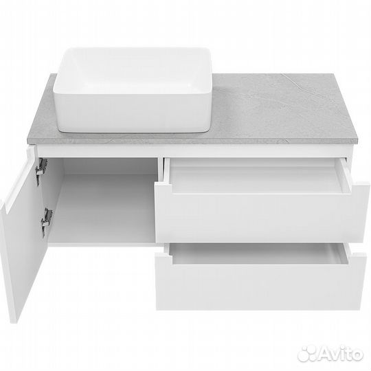 Тумба с раковиной Brevita Cargo 100 ут000024162 подвесная Белая матовая