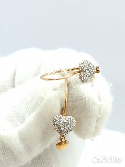 Золотые серьги с фианитом