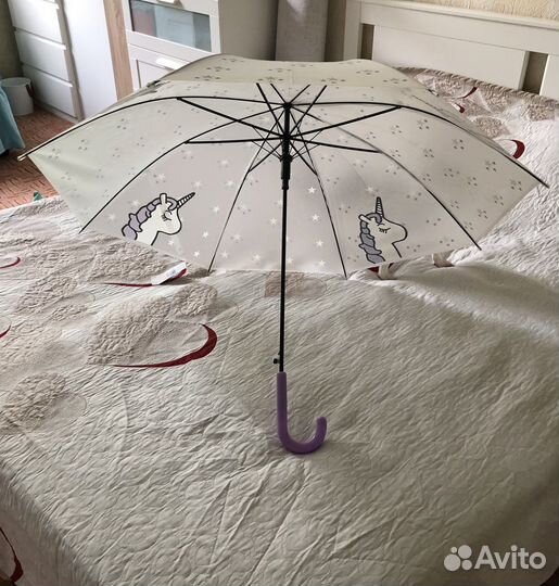 Зонт / зонтик трость детский с единорогом