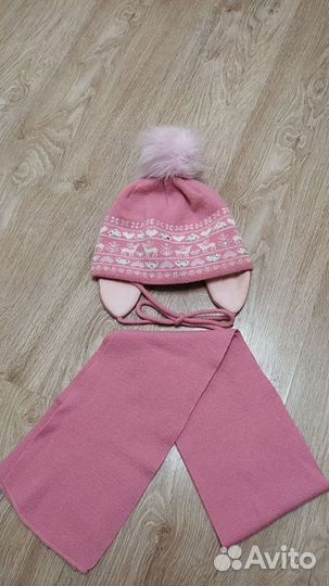 Зимняя шапка+шарф р. 50-54 3-6 лет