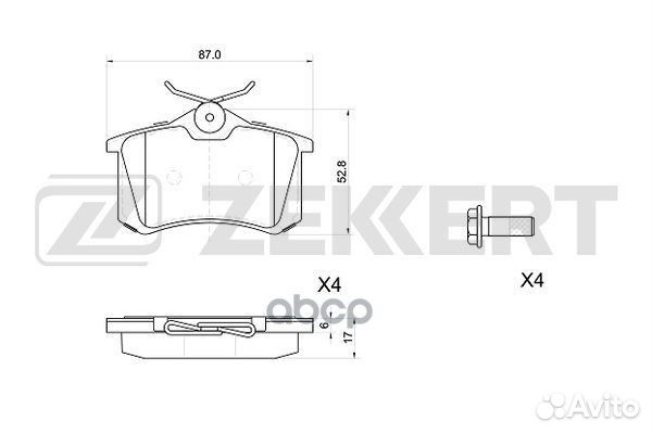 Колодки торм. диск. задн.с болтами. Audi A4 III