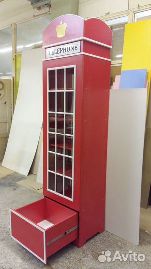 Красная Телефонная Будка Шкаф в детскую London-17