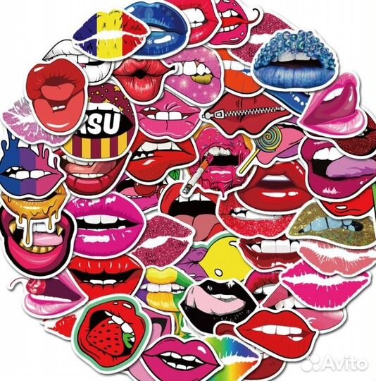 Наклейки стикеры губы lips