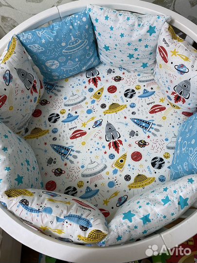 Бортики в детскую кроватку + постельное белье