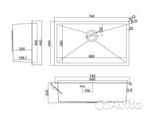 Мойка графитовая 7444 steel kitchen SKS