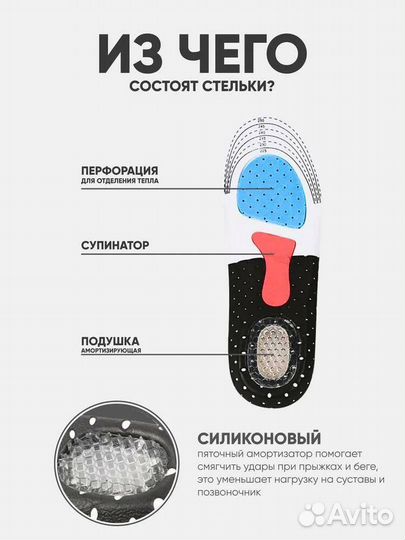 Стельки для обуви спортивные с гелевой пяткой