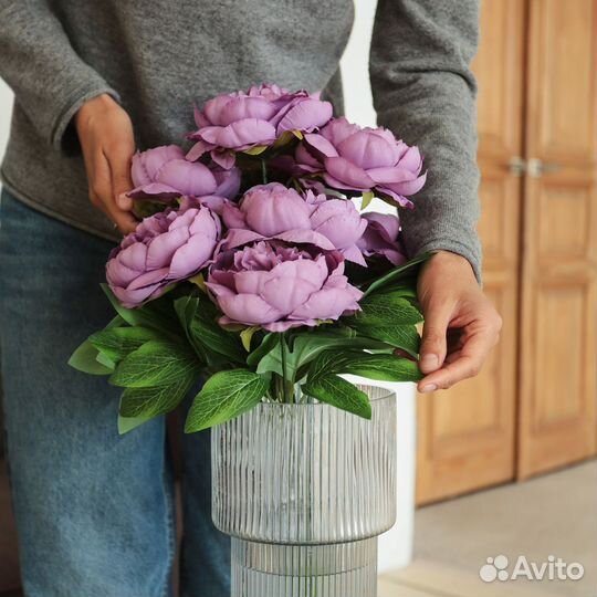 Искусственный букет цветов из 10 голов пиона