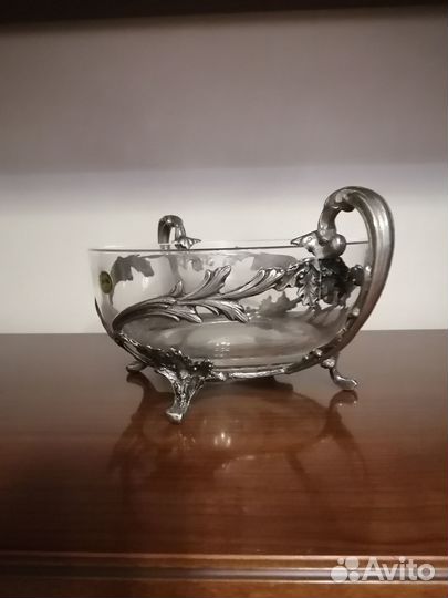 Ваза для фруктов. Италия. Стекло+олово