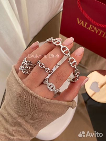 Hermes farandole кольцо цвет серебро