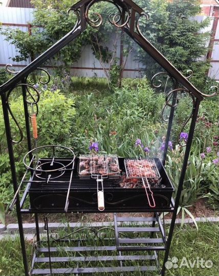 Мангал с печью под казан