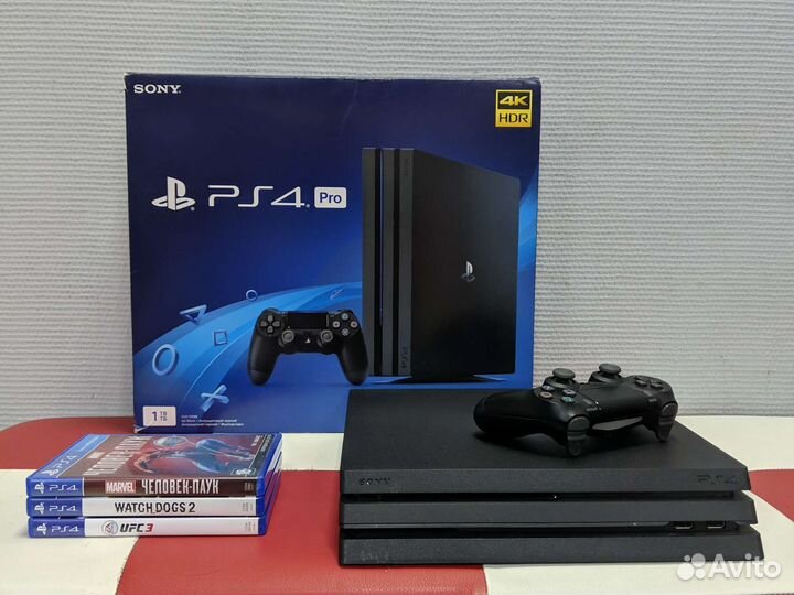 Игровая приставка Sony PS4 Pro 1Tb идеал +3 игры