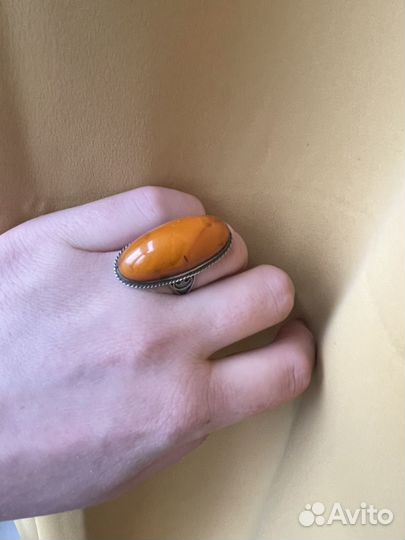 Кольцо с янтарем, СССР, 18.5