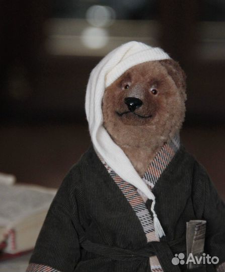 Медведь в халате тедди ручная работа