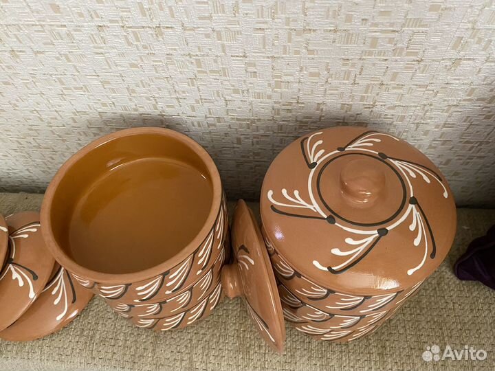 Горшок керамика 6шт.для горячего и доска для подач