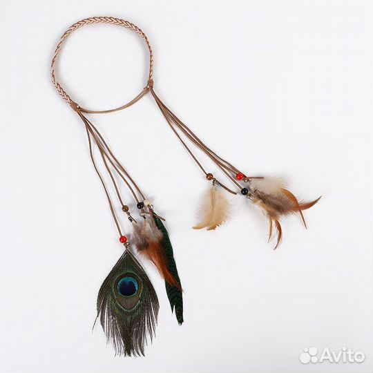 Повязка на голову с пером бохо