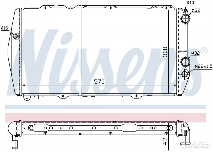 Радиатор охлаждения двс audi 100 C2 (1976) 100 2.1