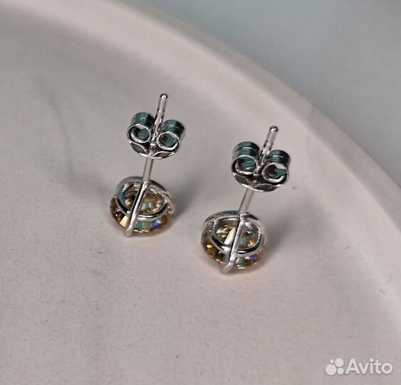 Пусеты бриллиант муассанит шампань 2ct