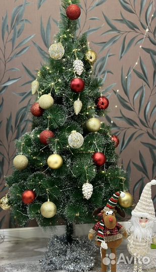 Елка 150 см с игрушками и гирляндами