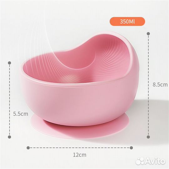 Силиконовая глубокая тарелка с ложкой