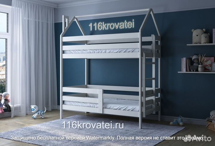 Двухъярусная кровать домик