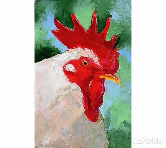Картина маслом Петух 14*21 см