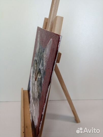 Кот в костюме портрет картина маслом 20 х 20 см