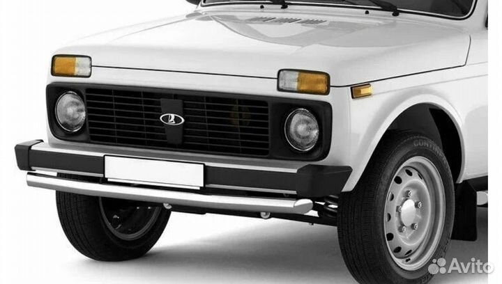 Защита переднего бампера Нива 21214 черный матовый