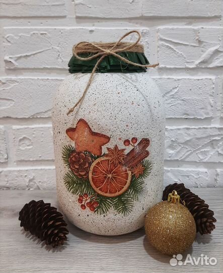 Баночка-ваза в технике декупаж