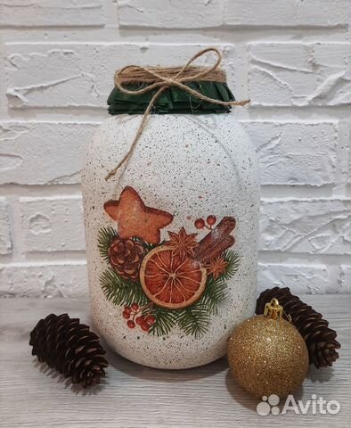 Баночка-ваза в технике декупаж