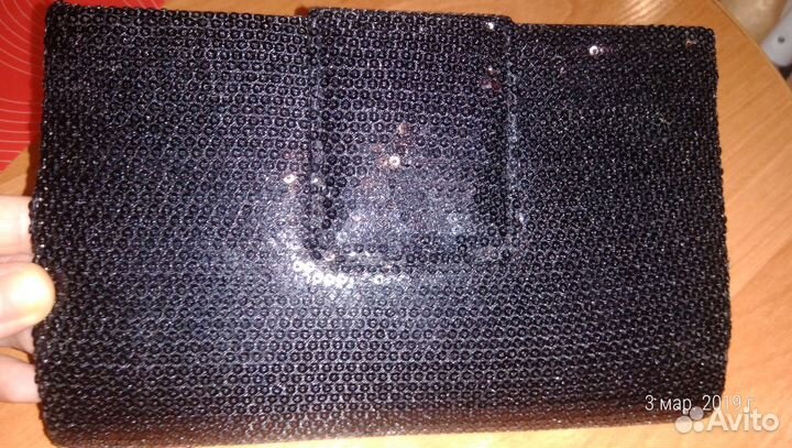 Клатч с пайетками,застежка магнит