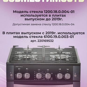 Стекло внутреннее для духовки Гефест