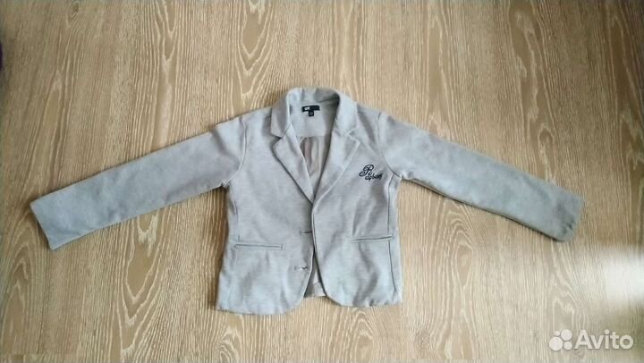 Детский пиджак на мальчика 5-6 лет 110-116 серый