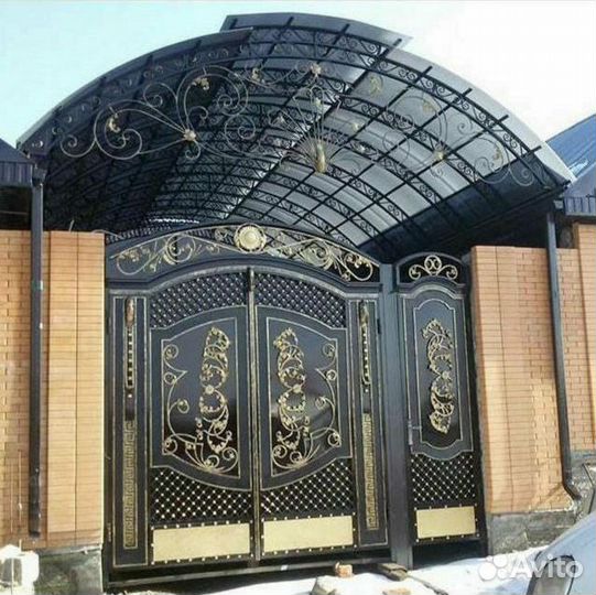 Кованые навесы из поликарбоната