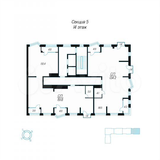 1-к. квартира, 151,8 м², 14/24 эт.
