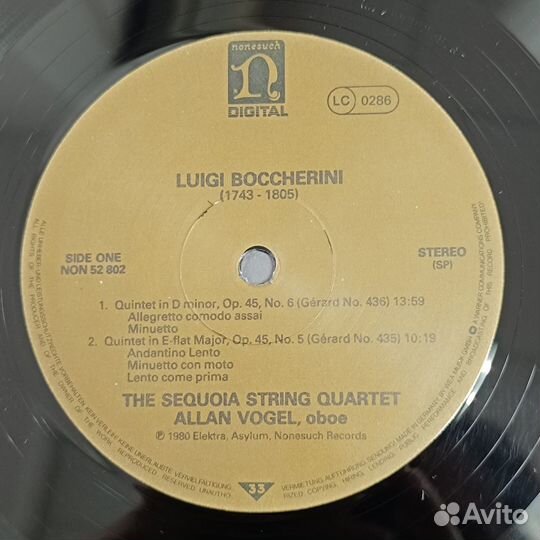 Boccherini,The Sequoia String Quartet винил