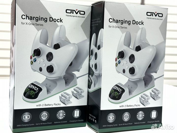 Зарядная станция+2 акб 1300mAh Белая (Xbox) NEW