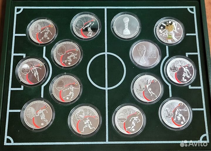 3 рубля полный набор 14 монет Чемпионат Мира 2018