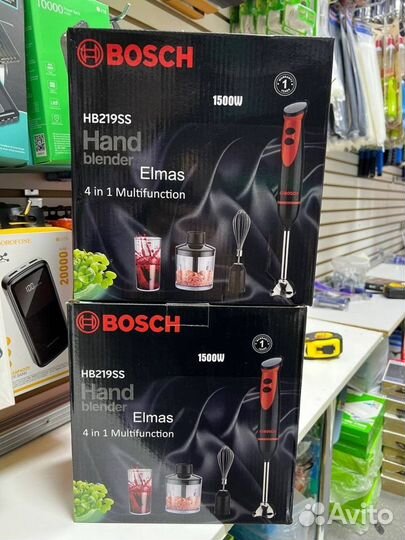 Погружной блендер bosch HB219SS, набор 4в1