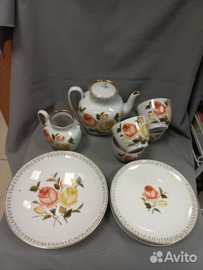 Сервиз чайный Букет чайных роз Фарфор лфз