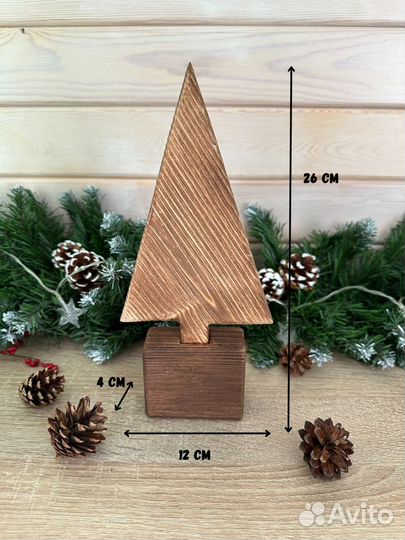 Декор деревянный, елка, ангел, подсвечник